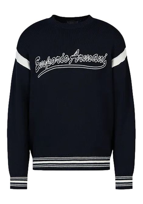 Maglione in lana vergine con ricamo logo font college EMPORIO ARMANI | Maglie | 6R1MXA 1MFUZ00920